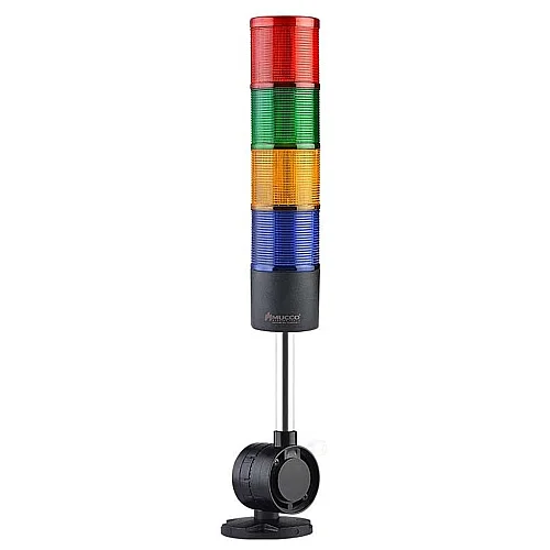 Mucco SNT-7022-D4-D-10U 12-24V AC/DC Flaşörlü Buzzer'sız Dört Katmanlı 10cm Katlanabilir Taban Yığın Işıkları - 1