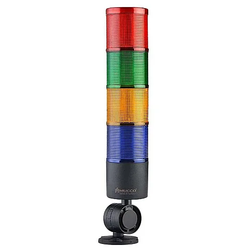 Mucco SNT-7024-CB4-D 24V DC Yanıp Sönen Buzzer'lı Uzantı Olmadan Dört Katmanlı Katlanabilir Taban Yığın Işıkları - 1