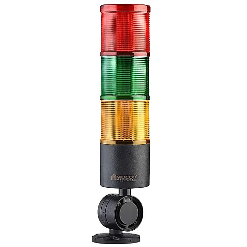 Mucco SNT-7024-S3-D 24V DC Sabit Işık Buzzer'sız Uzatmasız Üç Katmanlı Katlanabilir Taban Yığın Işıkları - 1