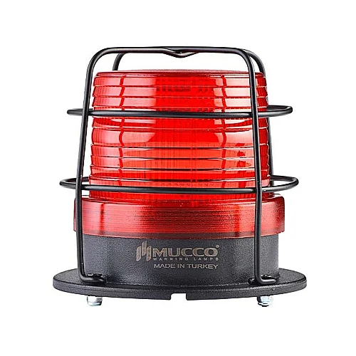 Mucco SNT-910-B-KFS-1 12-24V AC/DC Buzzer'sız 90 Serisi Sinyal Fenceri Koruma Kafesiyle - Kırmızı - 1