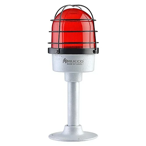 Mucco SNT-DU12513-KFS-3 12-24V AC/DC Buzzer'sız Du125 Serisi Ağır Hizmet Uyarı Lambası Ve Koruma Kafesi - Kırmızı - 1