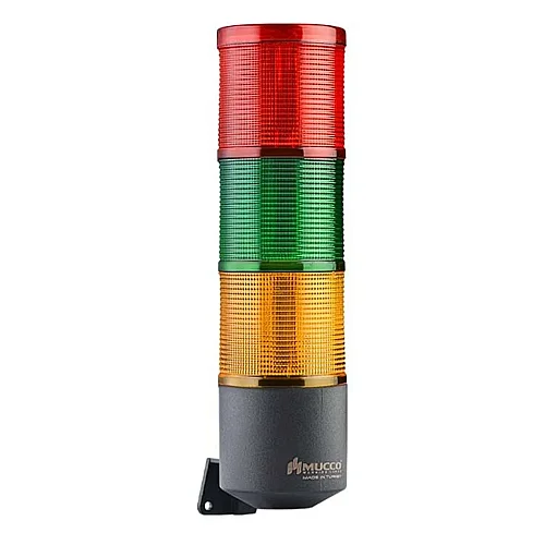 Mucco SNT-K7022-D3 12-24V AC/DC Sabit Işık-Flaşör K70 Üç Katmanlı Kuru Temaslı Led Uyarı Kornları - 1