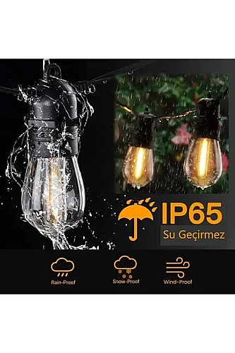 Noas YL01-0220 Mykonos IP65 10 Metre 20 Duylu Sarkıt Duy Seti E27 - 2