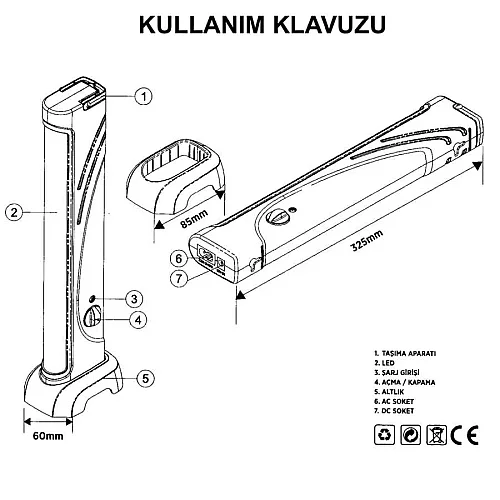 Noas YL05-3001 6W Şarj Edilebilir Söğüt 80 Ledli Işıldak Dimlenebilir 6 Saat Çalışma Süresi IP20 - 2