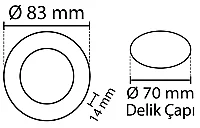 Noas YL10-0301 3W 3200K Gün Işığı Sıva Altı Slim Led Panel - 2