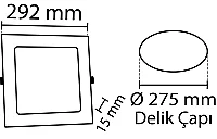 Noas YL13-2401 24W 3200K Gün Işığı Ayarlanabilir Sıva Altı Kare Slim Led Panel - 3