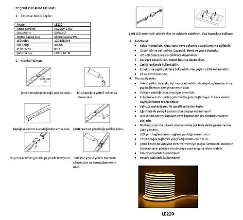Noas YL42-0007 Natural Beyaz Işık 4000K 220V Neon Led IP65 (8x16mm) 50 Metre - 3