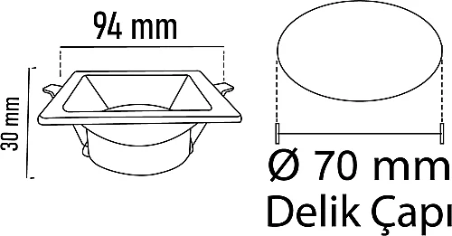 Noas YL60-1329 Hazar Siyah-Krom Kare Dekoratif Boş Kasa - 2
