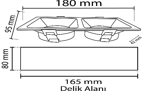 Noas YL60-2210 Nil Siyah Kare 2'li Dekoratif Boş Kasa - 2