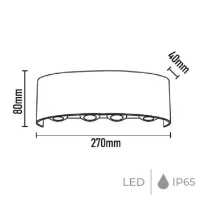 Noas YL83-1062 8W 3200K Gün Işığı Efes 4+4 Dekoratif Aplik 720 Lümen IP65 - 3