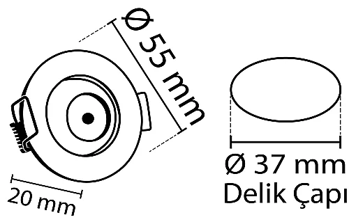 Noas YL94-0101 1W 6500K Beyaz Işık Manda Gözü Hareketli Saten Kasa Spot - 2