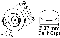 Noas YL94-0102 1W 3200K Gün Işığı Manda Gözü Hareketli Saten Kasa Spot - 2