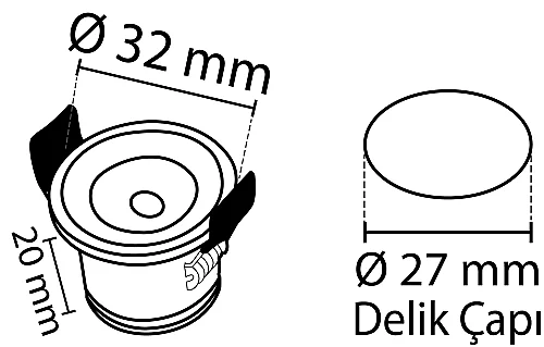 Noas YL94-2151 2W 6500K Beyaz Işık Siyah Kasa Yıldız Spot - 2