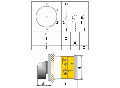 OPAŞ 113 040 - 1X40A 90X90 1 Faz (Monofaze) 3 Kademeli Şalter / 0'Lı - 2