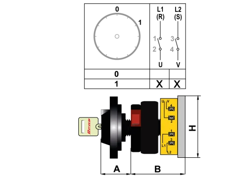 OPAŞ 201 M16 - 2X16A 49X49 2 Faz (Difaze) Açma Kapama Şalteri - 2
