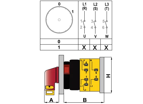 OPAŞ 301 M20 - 3X20A 49X49 3 Faz ( Trifaze) Açma Kapama Şalteri - 2