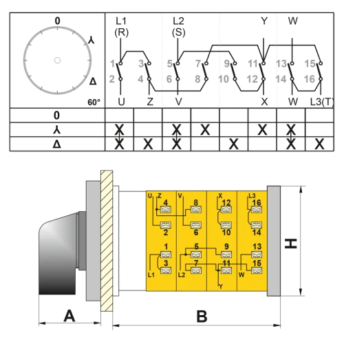OPAŞ 302 040 - 3X40A 90X90 3 Faz (Trifaze) Yıldız Üçgen Şalteri - 2