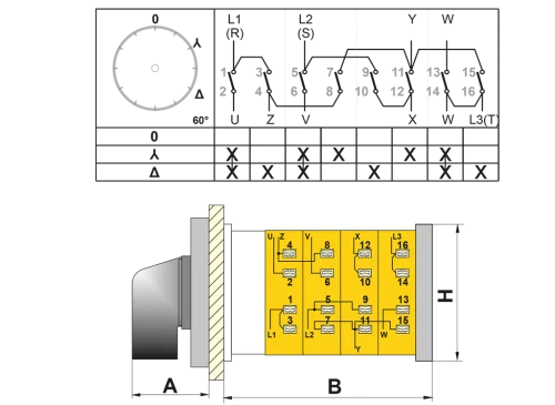 OPAŞ 302 M40 - 3X40A 66X66 3 Faz (Trifaze) Yıldız Üçgen Şalteri - 2