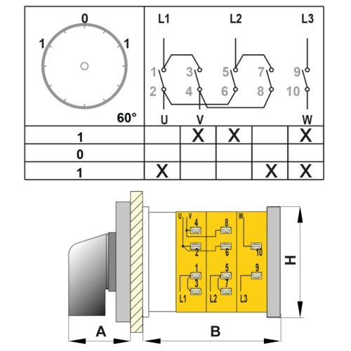 OPAŞ 304 063 - 3X63A 90X90 3 Faz (Trifaze) Enversör Şalter / Sağ - Sol - 2
