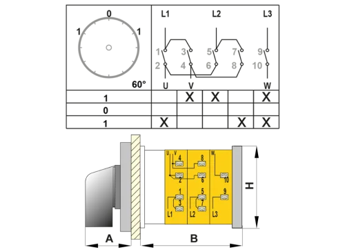OPAŞ 304 TR63 - 3X63A 66X66 3 Faz (Trifaze) Enversör Şalter / Sağ - Sol - 2