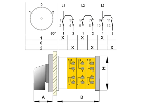 OPAŞ 305 050 - 3X50A 90X90 3 Faz (Trifaze) Kutup Değiştirici Şalter - 2