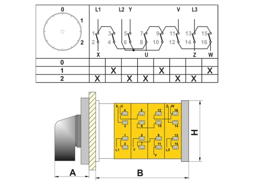 OPAŞ 308 TR80 - 3X80A 66X66 3 Faz (Trifaze) Çiftdevir Tek Yön Motor Şalteri (0-1-2) - 2