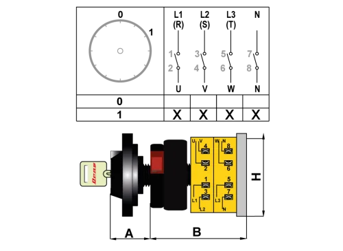 OPAŞ 401 Tr63 - 4X63A 66X66 4 Faz (3Faz + Nötr) Açma Kapama Şalteri - 2
