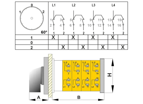 OPAŞ 405 M25 - 4X25A 49X49 4 Faz (3 Faz + Nötr Kesmeli) Kutup Değiştirici Şalter - 2