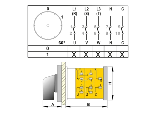 OPAŞ 501 Tr50 - 5X50A 66X66 5 Faz Açma Kapama Şalteri - 4