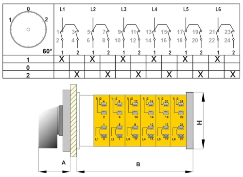 OPAŞ 605 TR50 - 6X50A 66X66 6 Faz Kutup Değiştirici Şalterler - 2