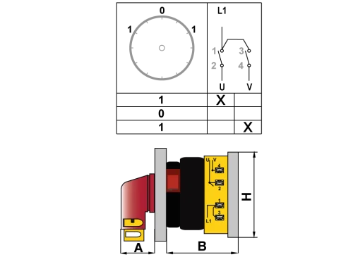 OPAŞ YPK XL104 010 - 1X10A 48X48 1 Faz (Monofaze) Enversör Şalter - 3