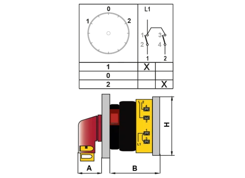 OPAŞ YPK XL105 M25 - 1X25A 48X48 1 Faz (Monofaze) Kutup Değştirici Mandaldan Kilitli Şalter - 3