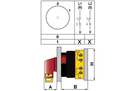 OPAŞ YPK XL201 M20 - 2X20A 48X48 2 Faz (Difaze) Açma Kapama Kolay Montaj Şalteri - 3
