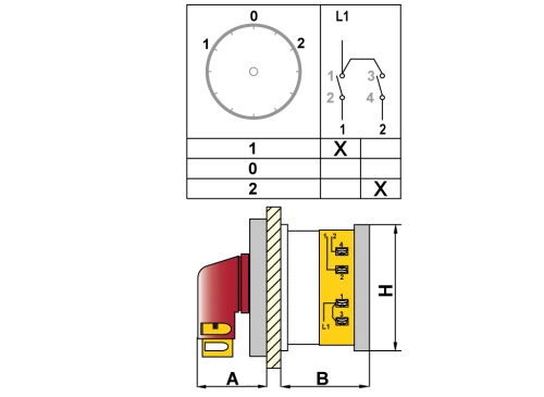 OPAŞ YPK105 M20 - 1X20A 48X48 1 Faz (Monofaze) Mandaldan Kilitli Kutup Değştirici Şalter - 2