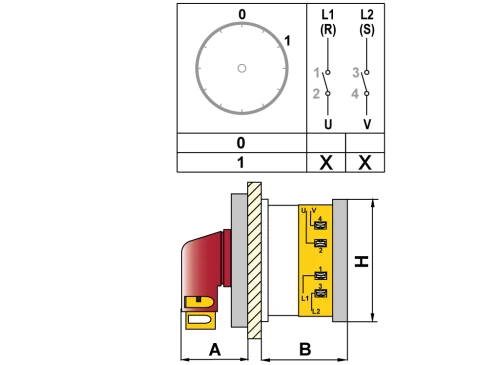 OPAŞ YPK201 M20 - 2X20A 48X48 2 Faz (Difaze) Açma Kapama Şalteri - 2