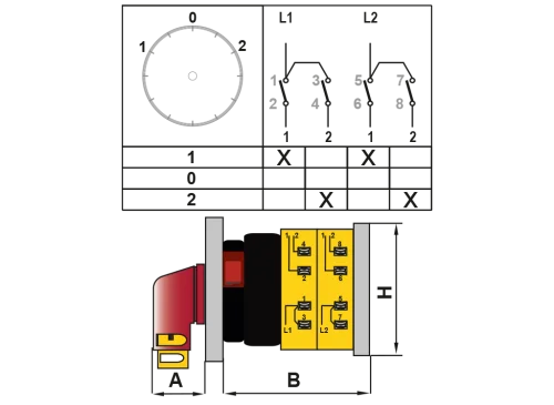 OPAŞ YPK205 M16 - 2X16A 48X48 2 Faz (Difaze) Mandaldan Kilitli Kutup Değştirici Şalterler - 2