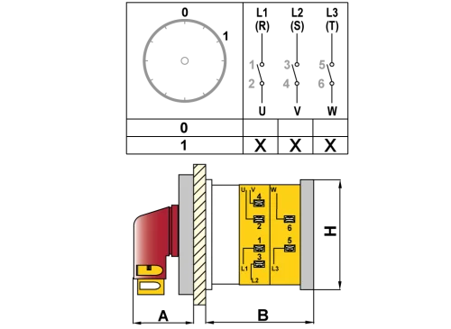 OPAŞ YPK301 010 - 3X10A 48X48 2 Faz (Difaze) Açma Kapama Şalteri - 2