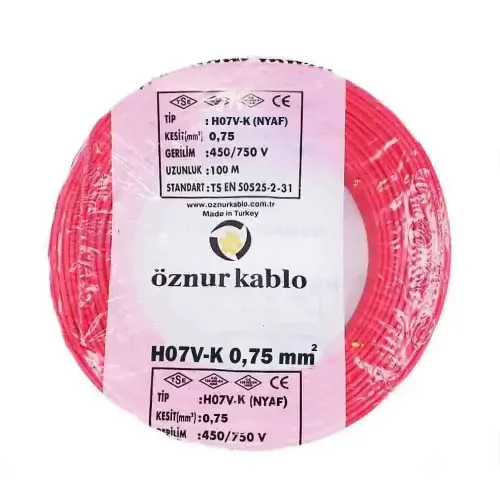Öznur H05V-K 1X0,75 mm² Kırmızı Renk NYAF Kablo - 1