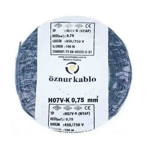Öznur H05V-K 1X0,75 mm² Siyah Renk NYAF Kablo - 1