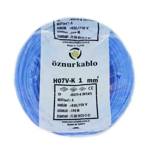 Öznur H05V-K 1X1 mm² Mavi Renk NYAF Kablo - 1