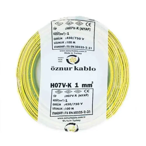 Öznur H05V-K 1X1 mm² Sarı-Yeşil Renk NYAF Kablo - 1