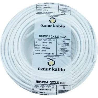 Öznur H05VV-F 2X2,5 mm² Beyaz Renk TTR Kablo - 1