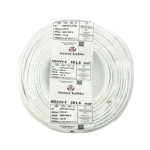 Öznur H05VV-F 3X1,5 mm² Beyaz Renk TTR Kablo - 1