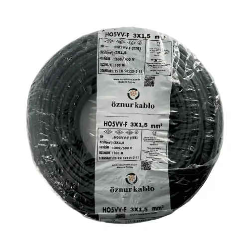 Öznur H05VV-F 3X1,5 mm² Siyah Renk TTR Kablo - 1