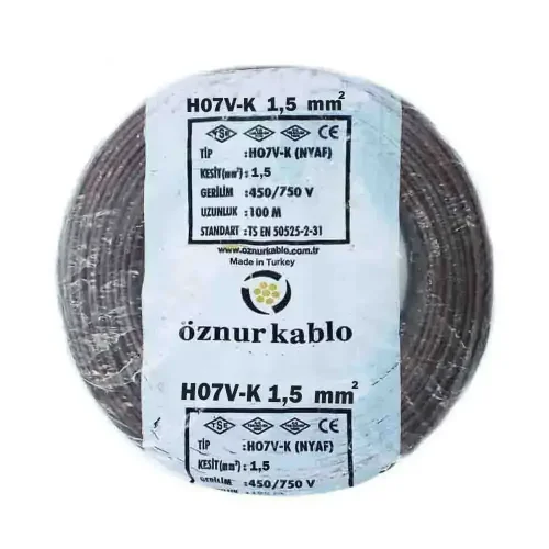 Öznur H07V-K 1X1,5 mm² Kahve Renk NYAF Kablo - 1