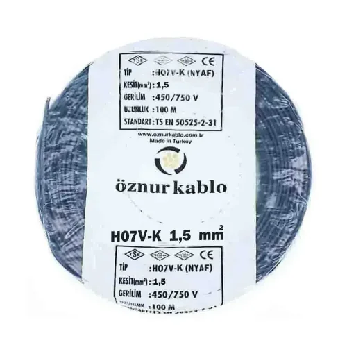 Öznur H07V-K 1X1,5 mm² Siyah Renk NYAF Kablo - 1