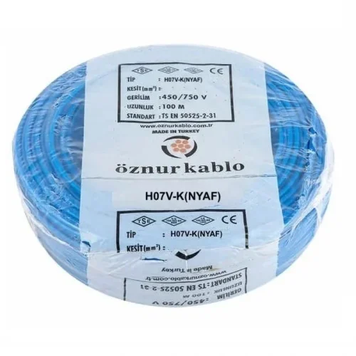 Öznur H07V-K 1X4 mm² Mavi Renk NYAF Kablo - 1