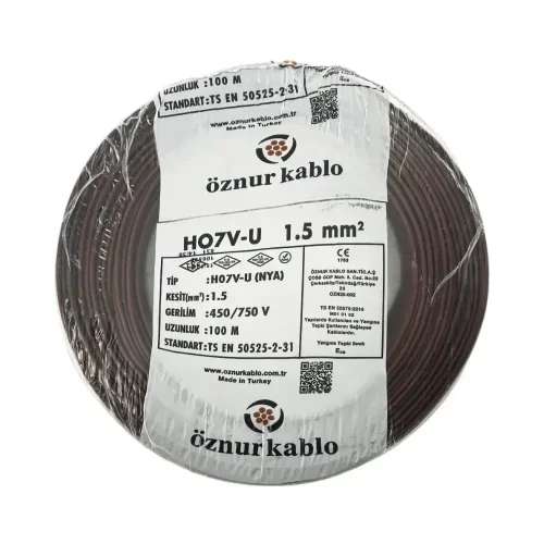 Öznur H07V-U 1X1,5 mm² Kahve Renk NYA Kablo - 1