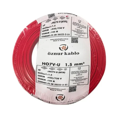 Öznur H07V-U 1X1,5 mm² Kırmızı Renk NYA Kablo - 1