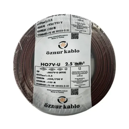 Öznur H07V-U 1X2,5 mm² Kahve Renk NYA Kablo - 1